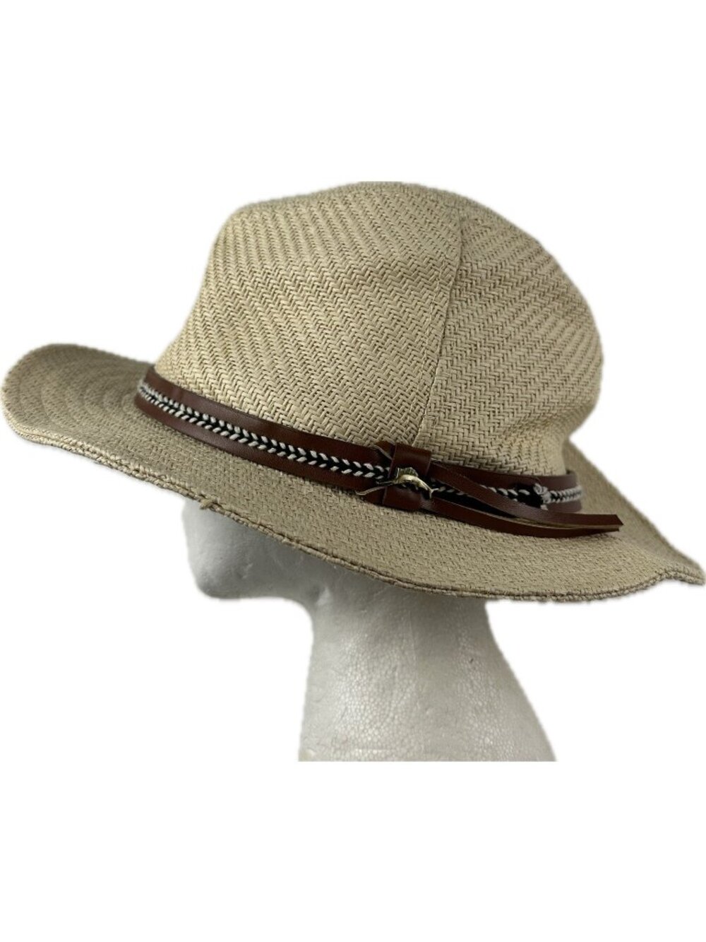 Tommy Bahama Paper Safari Fedora Hat Men’s L/XL Beige Ribbon